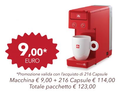 PACCHETTO MACCHINA ILLY IPERESPRESSO Y3 ROSSA + 216  CAPSULE